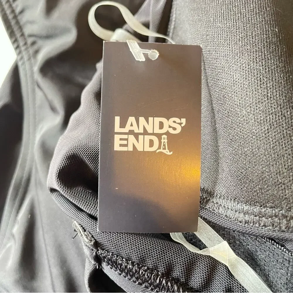 Lands' End Small 6-8 Black‎ 1 Shoulder Tummy Control Full Coverage Swimsuit NWT